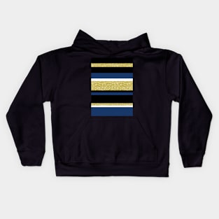 Gold navy blue stripes pattern Kids Hoodie